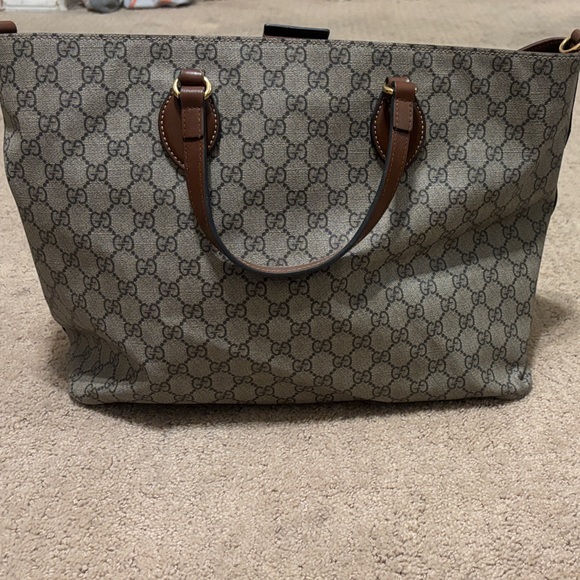 Gucci Beige and Brown Monogram Tote - Picture 1 of 16